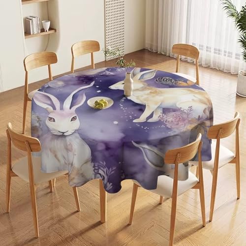 Nappe de table ronde imperméable et résistante à l'huile lavable 152 cm