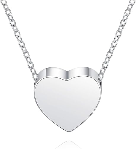 BEILIN Collar de urna de plata de ley 925 para cenizas para mujer, recuerdo conmemorativo de corazón, joyería de cremación para cenizas (corazón