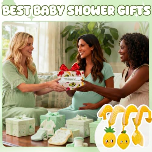 Image of TSYAN Baby Spiral Stroller Toys with Banana Teether, Soft Plush Car Seat Toys for Infants 0-6 12 Months, Crib Mobile Sensory Hanging Toy for Bassinet, Pram, Best Newborn Shower Gift