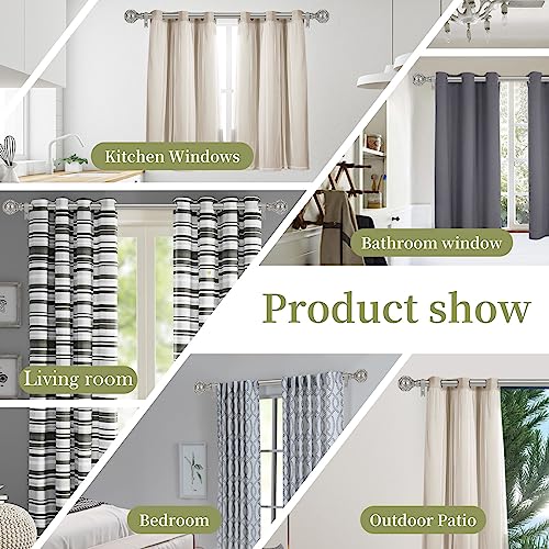Tangwin NETTED TEXTURE CURTAIN RODS 2 Pack Silver Curtain Rods For Windows 28 To 48 Inch(2.3-4Ft),1 Inch Adjustable Curtain Rod,Heavy Duty Curtain Rods,Netted Texture Finials Drapery Rods,Single Window Curtain Rod 18-45",Nickel thumb #4