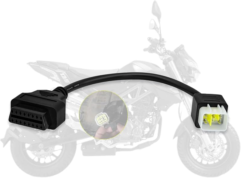 Adaptador OBD2 para cable de diagnóstico OBD Delphi/Benelli de 6 pines a 16 pines | Conector adaptador de 6 pines Compatible con diagnóstico ECU de motocicleta Delphi/Bosch, funciona con herramienta de escáner Obdii/lector de códigos
