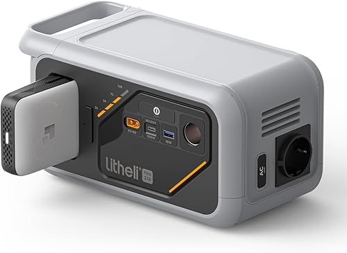 Miniatura 8 de LiTHELi Serie 218 Estación de energía portátil 142Wh con batería de litio generador solar para camping, salidas de 200W CA/ 100W USB-C, banco de