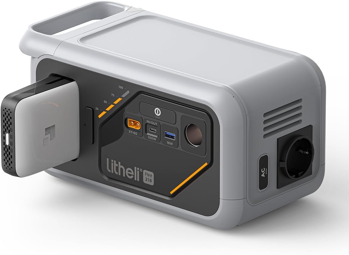 Litheli 218 Serious Portable Power Station (142+74)Wh Camping Lithium Battery Solar Generator (74Wh Battery Pack Ships Separately), 200W AC Outlet, Power Bank for Home Outdoor Emergency RV Van Hunting