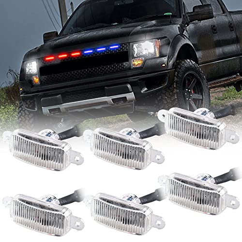 Amazon | Sidaqi 6 LED 18W 赤と青 車のフロントグリル 警告ライト