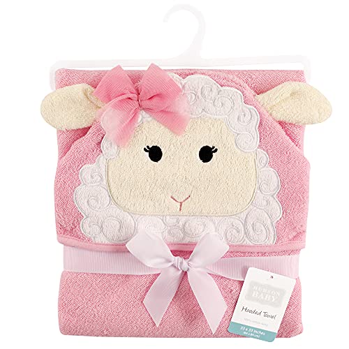 Image of Hudson Baby Unisex Baby Cotton Animal Face Hooded Towel, Lamb, One Size