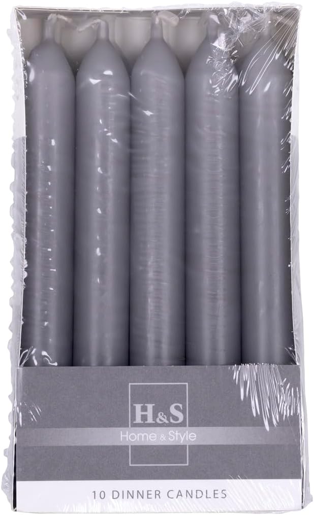 DONAU HOME Bougies à Tige Lisse, Graphite, 17 x Ø 2 cm, Bougies de Table Cylindriques Non Parfumées, pour Décoration Salon, Salle de Bain, Lot de 10, 6 Heures de Combustion