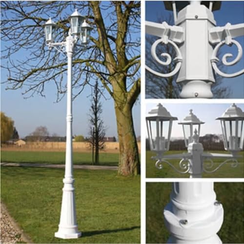 Lámpara de pie de 3 brazos con diseño de poste clásico vidaXL Kingston blanca de 215 cm 6
