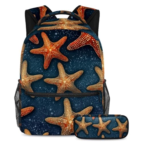Cartables étoiles de mer grand volume avec trousse ergonomique