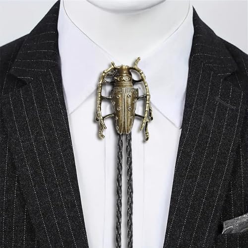 Image of GelConnie Bolo Ties for Men Women Western Cowboy Tie Mens Western Necklace Leather Necktie Gold Bolero Tie Cowboy Necklace