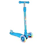 BELEEV Scooters for Kids 3 Wheel Kick Scooter for Toddlers Girls Boys, 4 Adjustable Height, Lean to Steer, Light up Wheels, Extra-Wide Deck, Easy to Assemble for Children Ages 3-12 (Blue)
