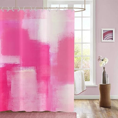 AUCAN Abstract Pink Shower Curtain 72Wx72H Inches White