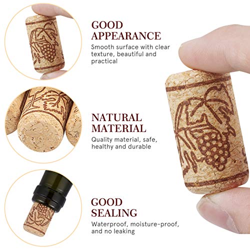 Hemoton Rolhas de Cortiça Reta Premium Com 100 Contagens Excelente para Vinho Engarrafado