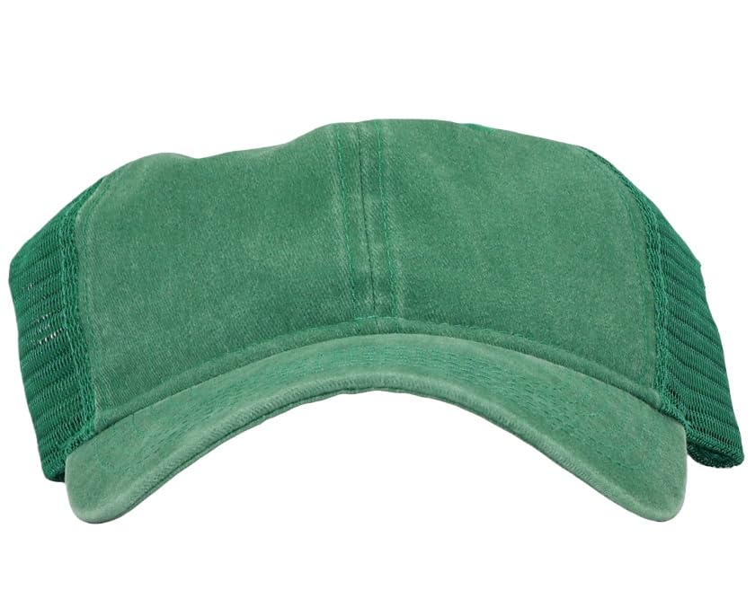 Image of Washed Cotton Trucker Hat, Soft Mesh Baseball Cap with Adjustable Snapback