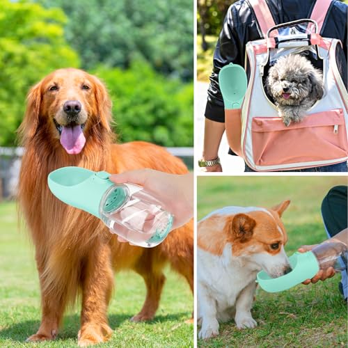 UTOCLEC Trinkflasche Hunde für Unterwegs, 350Ml Auslaufsicherer Trinknapf für SpaziergäNge mit dem Hund, Wandern und Outdoor-AktivitäTen (Grün)
