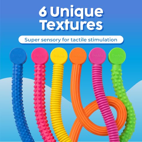 Image of BUNMO Stretchy Strings - Sensory Toys - Stimulating & Fun Sensory Toys for Kids - Fidget Toy - Hours of Fun for Kids - Non-Mouthable Toy 3+ - Textured 6 Pack