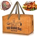 BBQ Blanket for Resting Meat, Insulated Brisket Resting Blanket for Smoking, Reusable BBQ Blanket Bag with Handle Strap & Wide Mouth for Large Briskets/Pork Shoulders/Turkeys/Picnic BBQ Party (18in)
