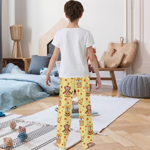 Boy's Pants Animal Eat Pizza Jogger Pants Elastic Waist Long Bottoms Trousers with Pockets 6-14 Years3