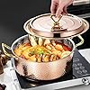 YJX 6.7QT Hammered Stock Pot with Lid, Copper Rose Gold, Tri-Ply Stainless Steel, Multi-Functional Cookware for Bake Roast Braise Saute, Magnetic Base, Dishwasher and Oven Safe (30CM) #1