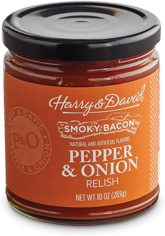 Harry & David Bacon Pepper & Onion Relish, Hamburger & Hot Dog Relish, Sandwich Spread Topping, Charcuterie Board Foods, Deviled Eggs Topping, 10Oz