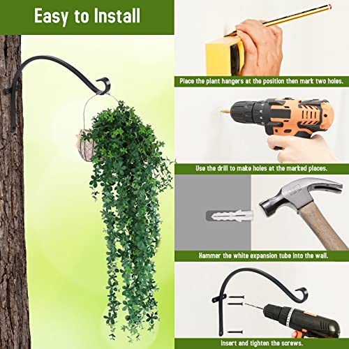 Feed Garden 18 Inch 2 Pack Outdoor Hanging Plant Bracket For Bird Feeders, Wind Chimes, Lanterns, Heavy Duty Metal Iron Wall Hooks With 6 Screws #TOP5