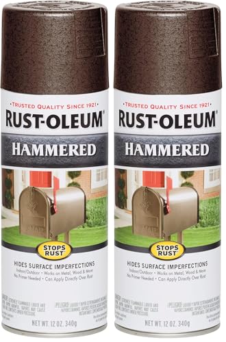 Image of Rust-Oleum 210880 Stops Rust Hammered Spray Paint, 12 Oz, Brown, 12 Ounce (Pack of 2), 12 Fl Oz