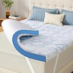 BedStory Queen Firm Matelas Topper - Gel de refroidissement Queen Matelas Pad avec des paillettes pour le soulagement de la douleur au dos, respirant & Topper de lit non glissant avec housse lavable amovible 2 Certifié CertiPUR-US