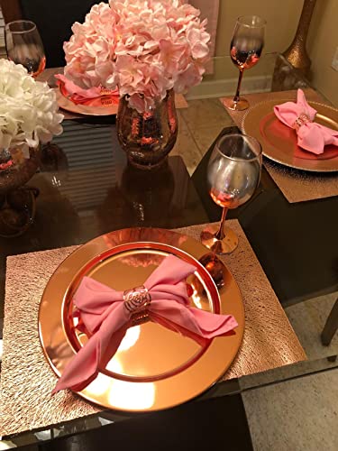 Ms Lovely Rose Gold Stainless Steel Metal Charger Plates - Set Of 4 - 13 Inch - Copper Tone #TOP2