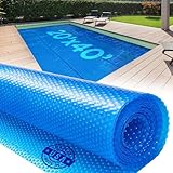 20' x 40' Rectangle Solar Cover for Inground and Above Ground Pools, 12 Mil - Premium Heavy Duty Solar Blanket for Above Ground Pool, Blue - Made in USA