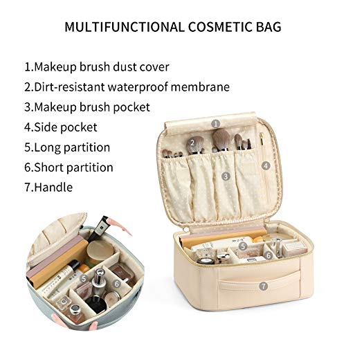 Vlando Cosmetics Bag Organizer Leather Makeup Case Storage For Women Adjustable Dividers Make Up Brushes Case White #TOP2
