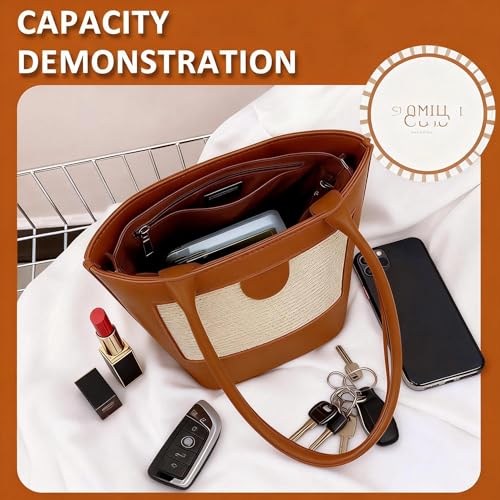 Bolso Tote para mujer, tejido a mano, color caqui miniatura 7