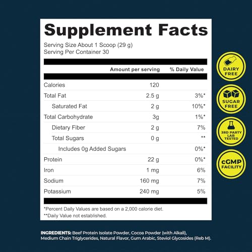 Image of Grass Fed Beef Protein Powder, Chocolate Flavor, 30 Servings