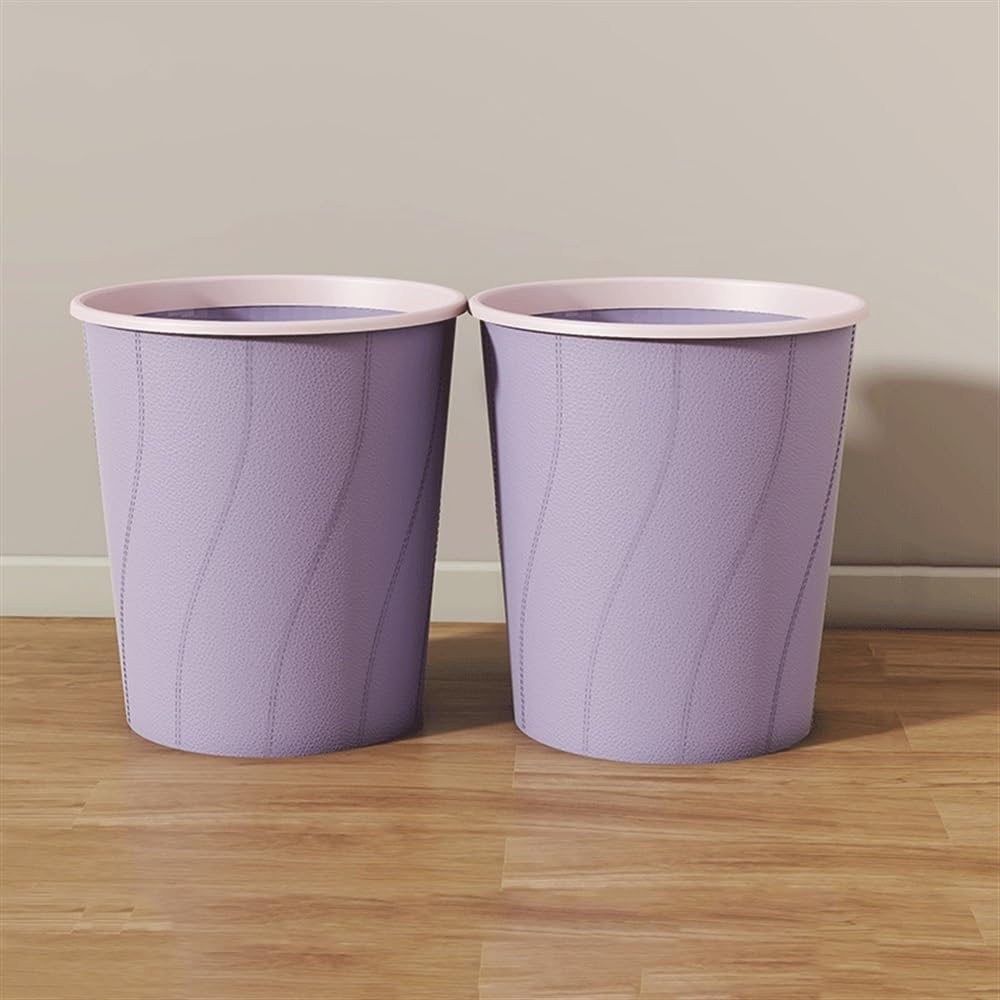 H8Q4D7N5G9 Dustbin Wastebasket, Round Lidless Straight-throw Design Large Plastic for Home Kitchens and Coffee Shops Pack of 2