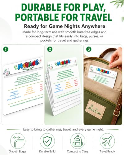 Image of Mahjong Line Finder, Rule Card Reader for Tile Combinations & Easy Tracking | High-contrast guide, less squinting and fewer misreads, smooth burr-free edges, scratch resistance, pocket-size portability