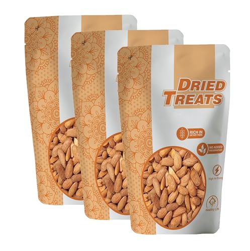 Image of Dried Treats Gurbandi Almonds 750 Grams (250 Grams X 3) with Rich Flavor, High Antioxidant Content, and Brain-Boosting Nutrition for Daily Vitality and Wellness |Packed with Energy to Support Kids' Learning, Adults' Productivity, and Elders' Strength