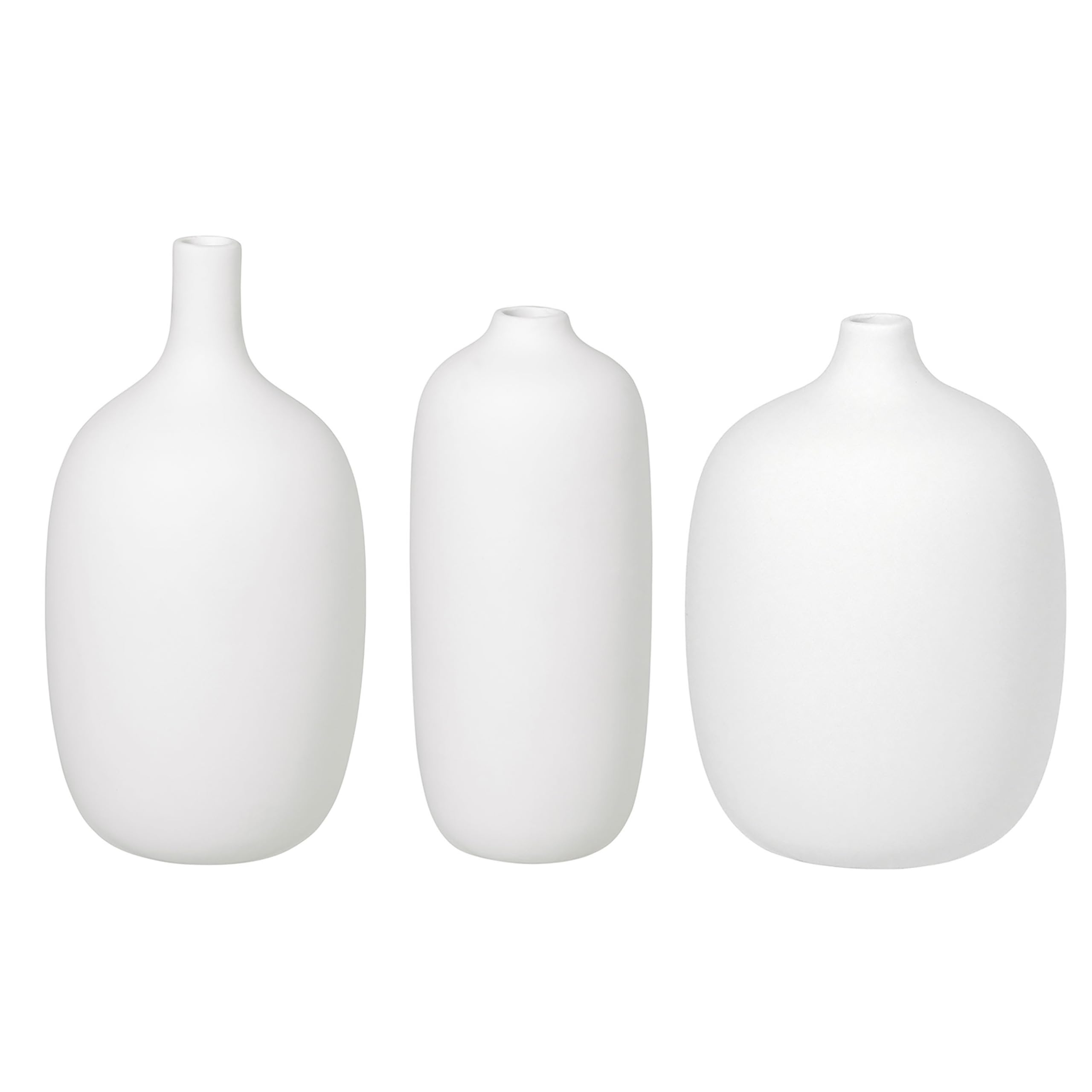 blomus 3er Set Vase -CEOLA- Blumenvase aus Keramik Weiß