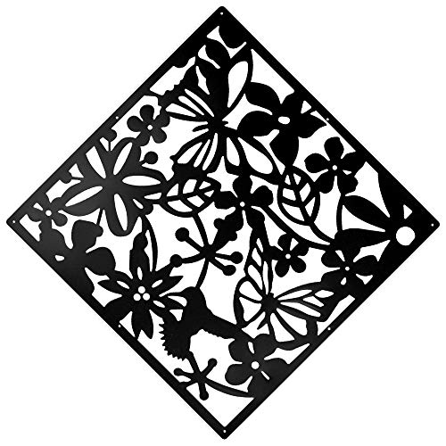 ANMINY 24 PCS Hanging Room Divider Flower Carving Pattern Panels Decorative Wall Screen Panel Hollow Out Design for Living Dining Room Kitchen Bedroom Office Bar Restaurant Home Hotel Decor - Black