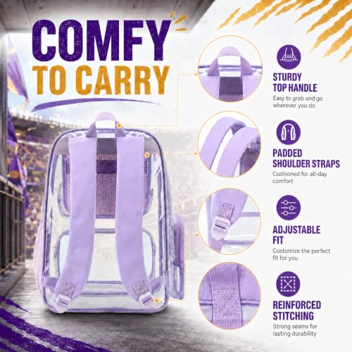 Image of BTOOP Clear Backpack Heavy Duty Transparent Backpack 17 inch See Through Bookbag for College Work Festival Security Padded Strap (Purple)
