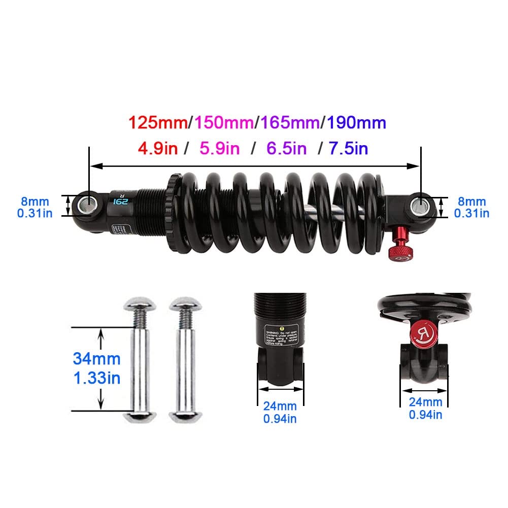 Zamienny amortyzator sprężynowy ze stali nierdzewnej do tylnego zawieszenia roweru górskiego(190mm)