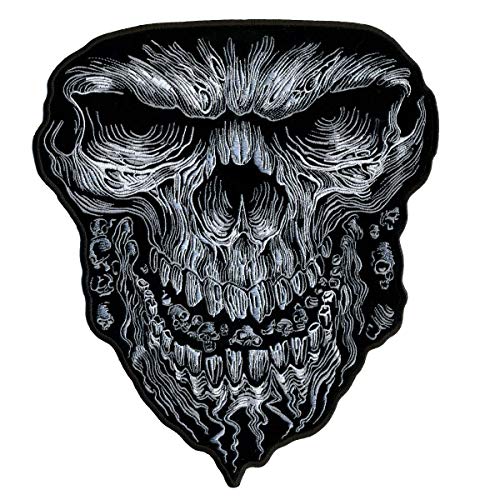 Giant Skull Emroidered Jacket Vest [10 x 11 Inches] Biker Patch
