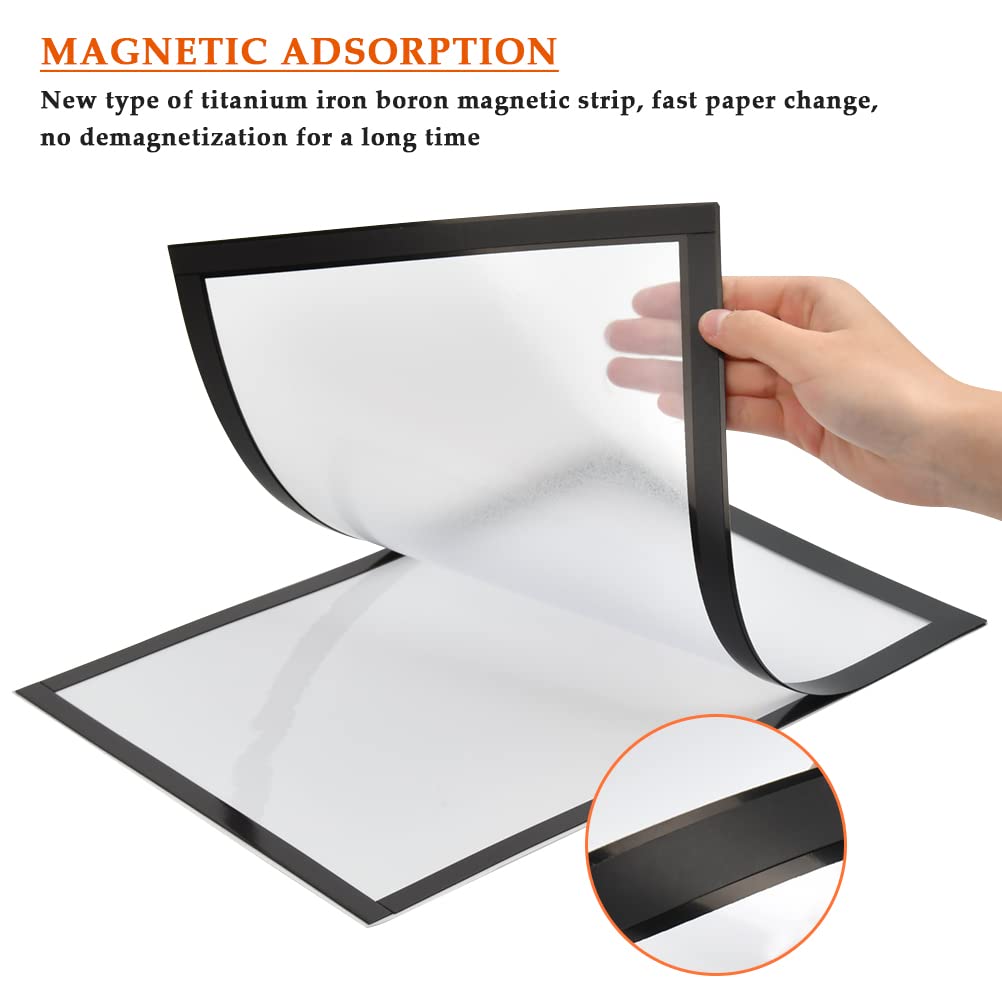 10 sztuk ramek magnetycznych, 5 szt. A3 i 5 A4, samoprzylepne, rozkładana ramka magnetyczna z zapięciem magnetycznym, uchwyt na arkusze informacyjne, ramka na ścianę i okna, format DIN A3 A4