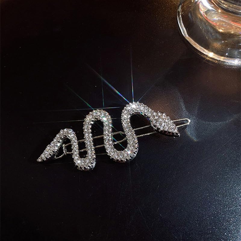 Miniatura 5 de Pinzas de pelo de serpiente con diamantes de imitación plateados para mujer, pasadores de pelo de serpiente, pinzas de metal para el cabello,