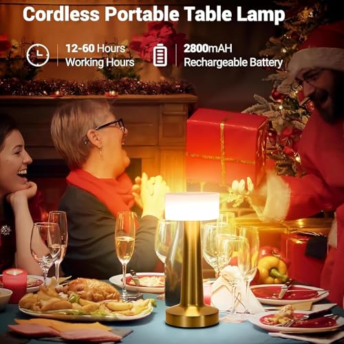Image of Table Lamp /Table Lamp Study Room /Lamp Table /Led /Wireless Led Touch 3 Mode Metal /Bed Lamps Bedroom Side /Rechargeable Metal Touch /Warm Lighting /Bedside Lamp /Nightstand Lamp