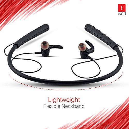 Image of iBall EarWear Base BT 5.0 Neckband Earphone with Mic and 12 Hours Battery Life (Black)