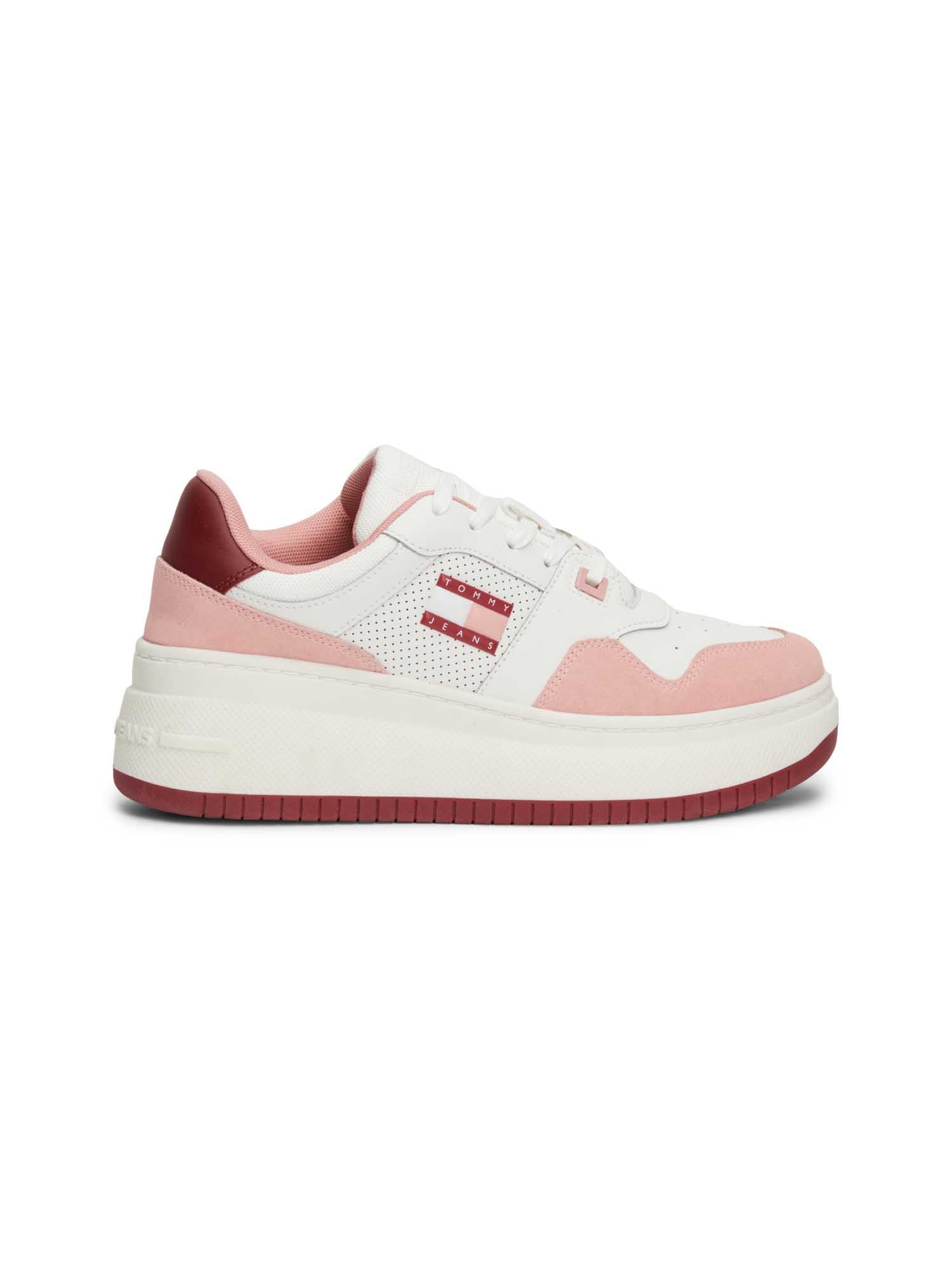Sneakersy Tommy Jeans RETRO BASKET FLATFORM MIX różowy