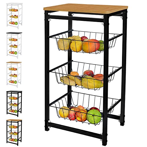 Fruteira De Chao Cozinha Tampo Madeira Florenca de Ferro