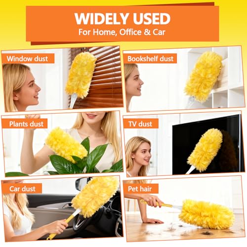 Image of Heavy Duty Duster Refills for Swiffer Duster (40 Count) | 360 Unscented Disposable Multisurface Dusters with 1 Handle- for Home, Blinds, Fans & Corners, Yellow