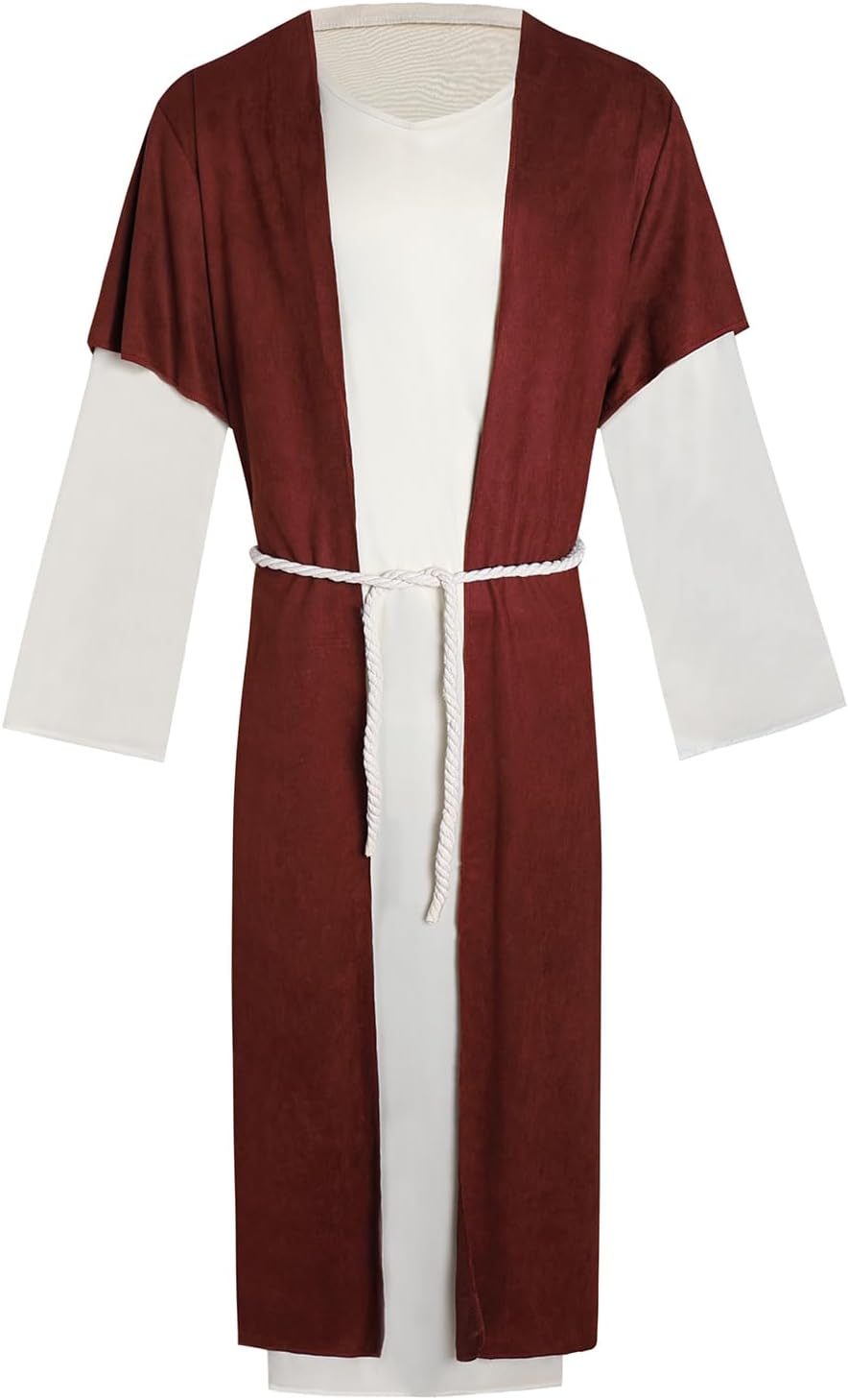 Mens Shepherd Costume Adult Jesus Robe Nativity Church Cosplay Outfit Biblical Times Tunic Dress Up Suit - Image 3