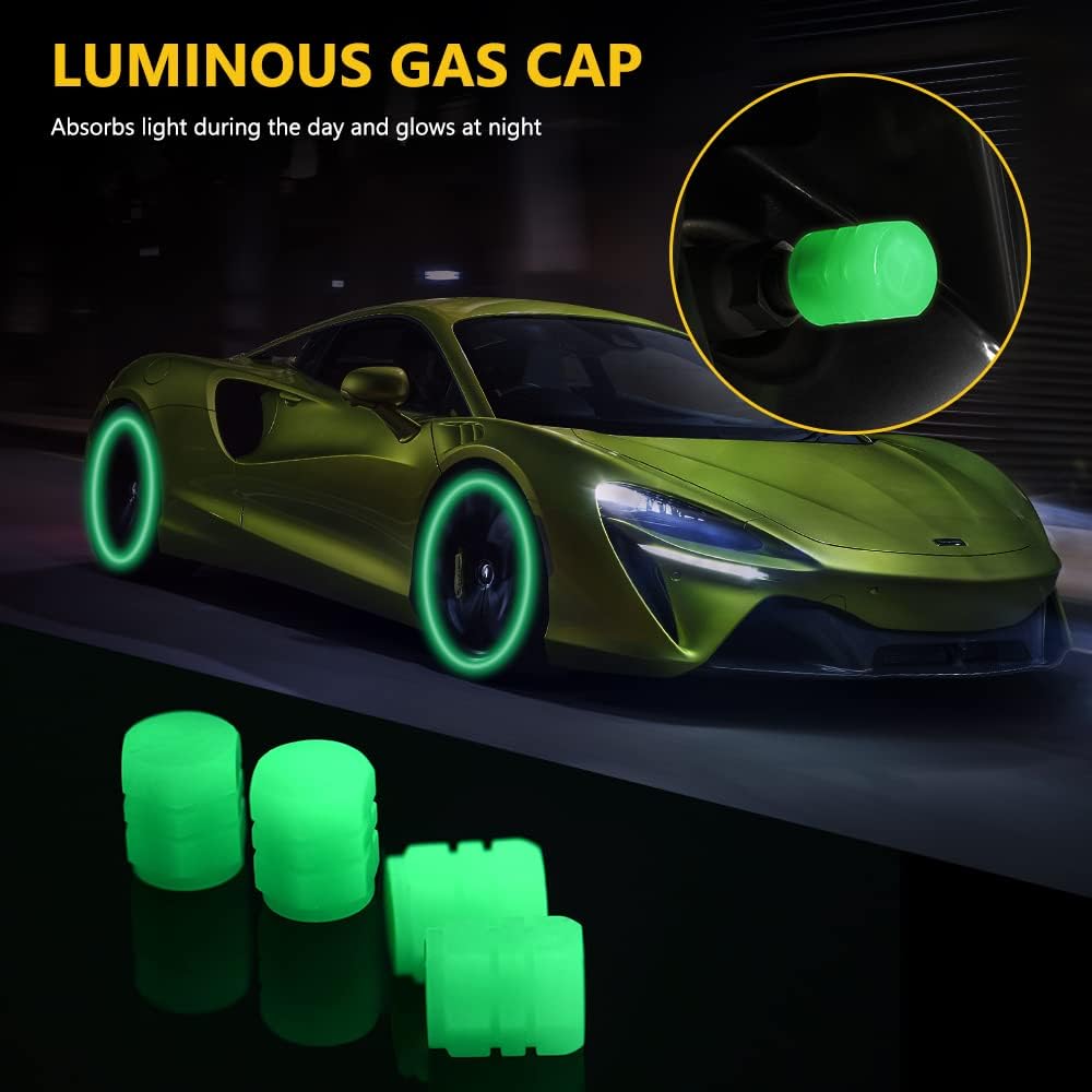 URAQT Bouchons de Valve de Pneu Fluorescents – 8PCS Universels Anti-Poussière, Étanches pour Voiture, Camion, SUV, Moto - Image détaillée