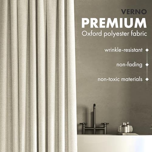 Extra Long Shower Curtain, 84 Inch Length, Fabric Hookless Modern Shower Curtain, Extra Long Cloth Shower Curtain for Bathroom (84