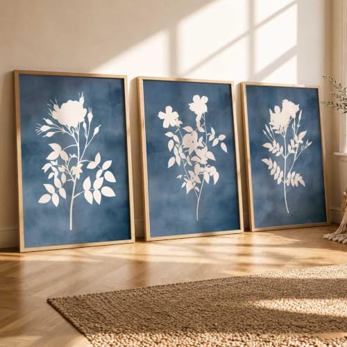 Image of kotart Aesthetic Botanical Art Home Decoration Painting | Floral Paintings With Frame For Living Room Bed Room Hotel Wall Decor Digital Reprint Set of 3 (13X17 inch)
